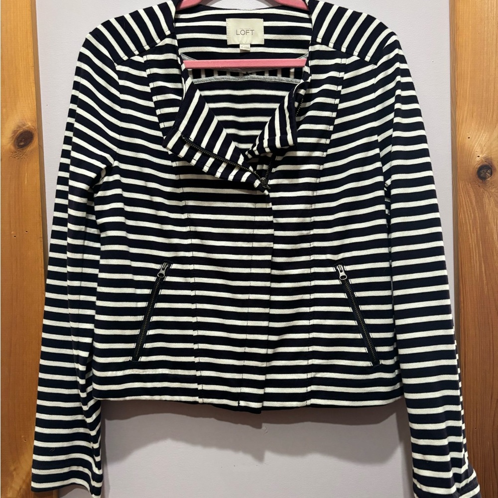 LOFT Blue and White Striped Women's Jacket